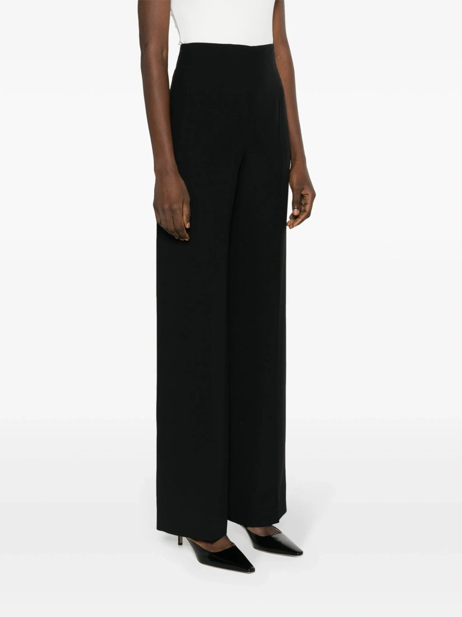 Pantaloni talie inalta Alberta Ferretti negri din vascoza si acetat - Img 3
