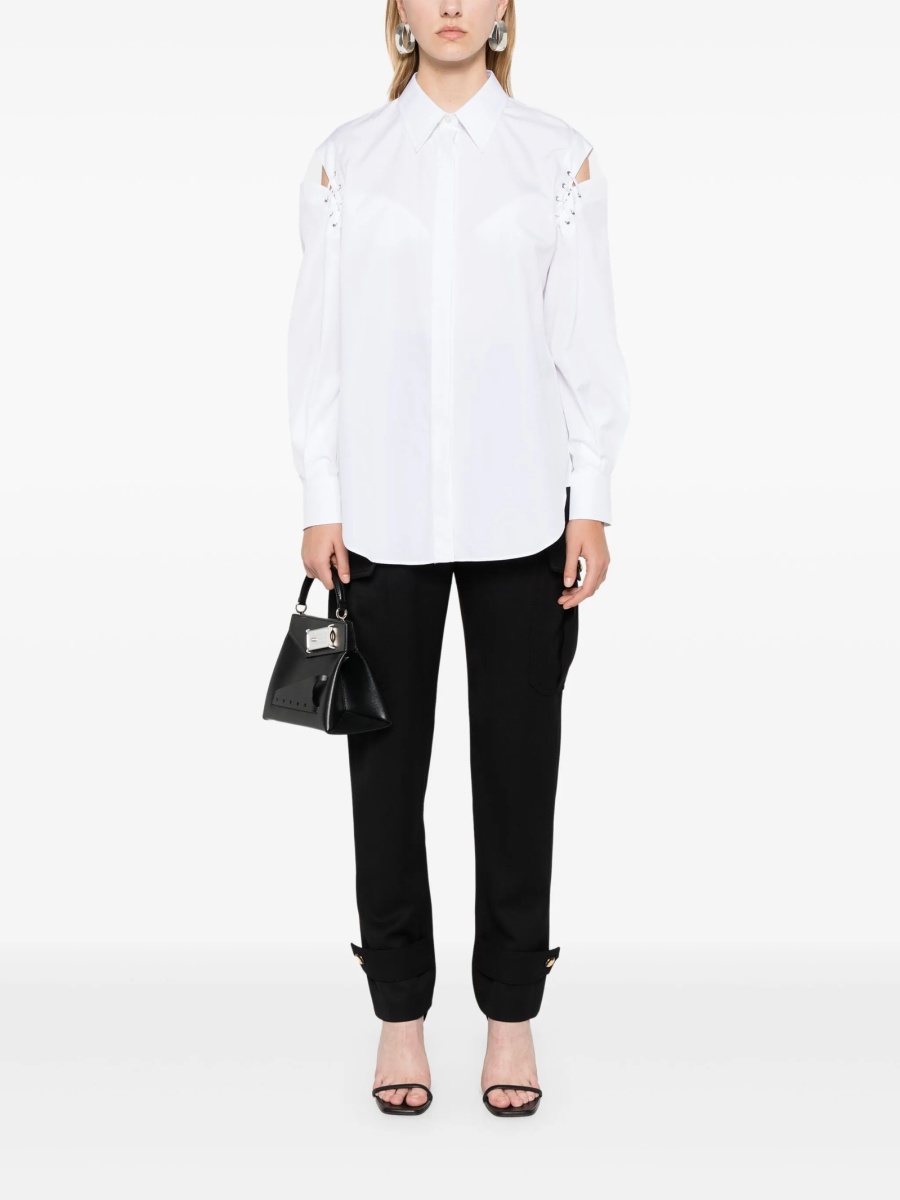 Pantaloni talie inalta Alexander McQueen negri din lana - Img 2