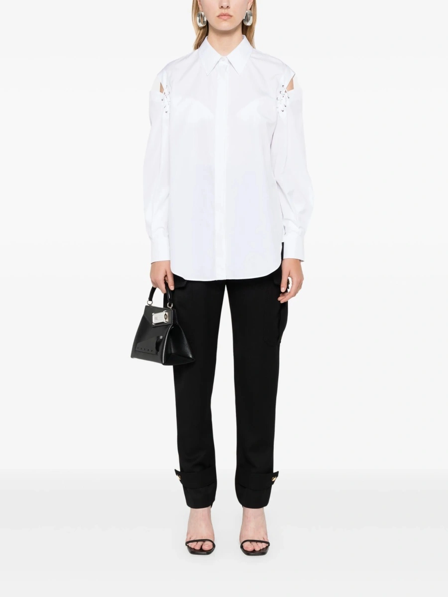 Pantaloni talie inalta Alexander McQueen negri din lana - Img 2
