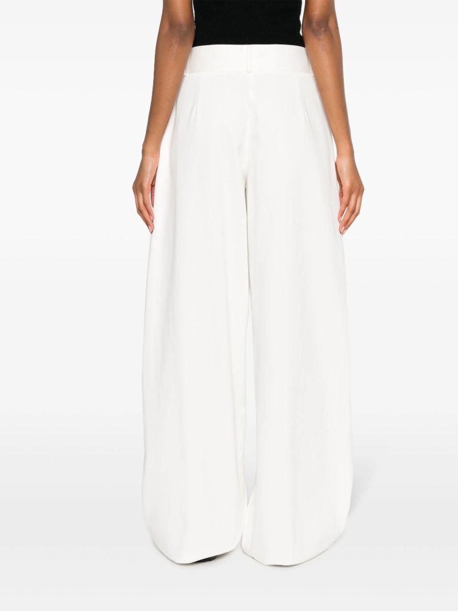 Pantaloni talie inalta Jil Sander albi din bumbac - Img 4