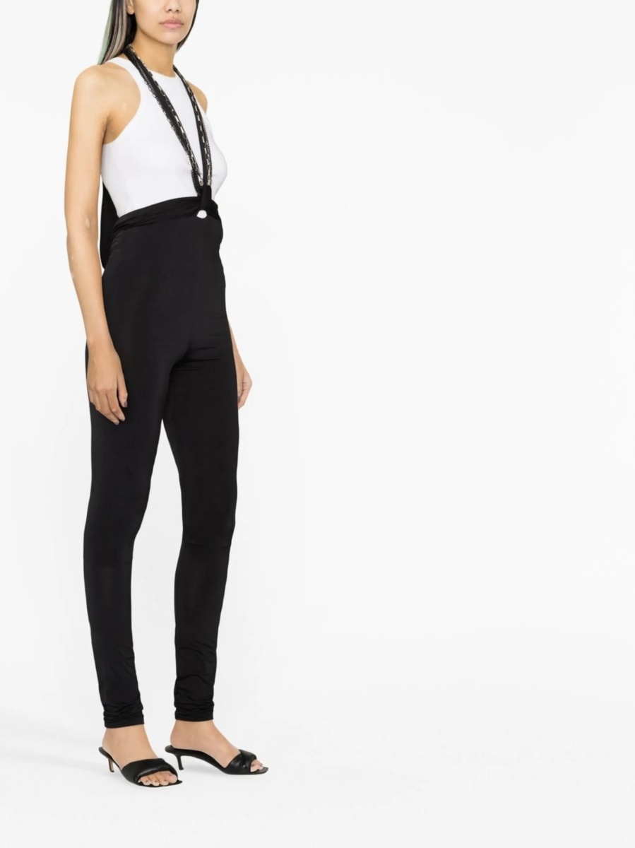 Pantaloni talie inalta THE ATTICO negri din spandex/elastan si polyester - Img 4