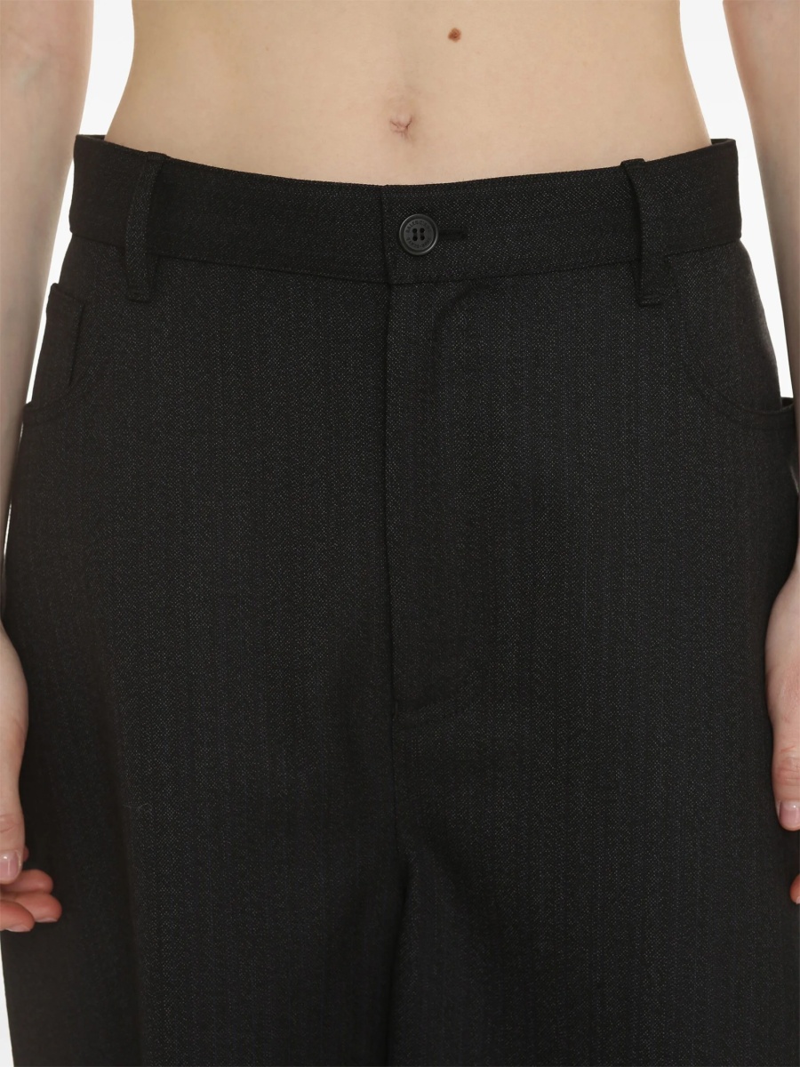 Pantaloni trei sferturi Balenciaga negri din lana - Img 4