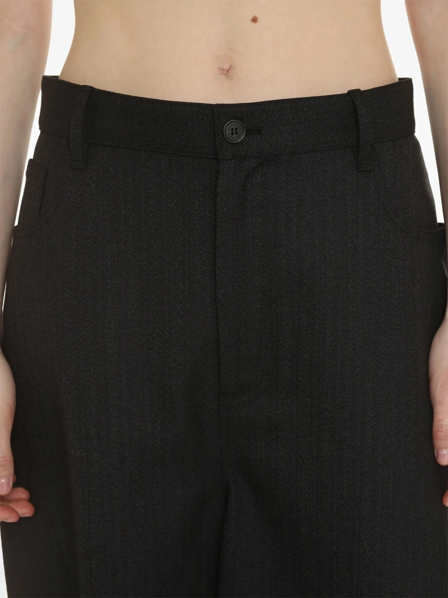 Pantaloni trei sferturi Balenciaga negri din lana - Img 4