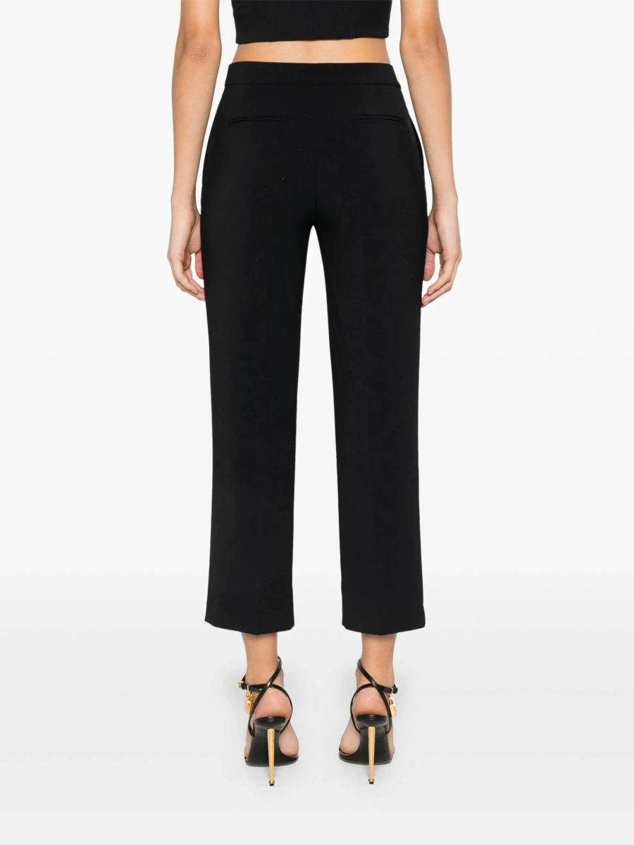 Pantaloni trei sferturi Elisabetta Franchi negri din elastan si polyester - Img 4