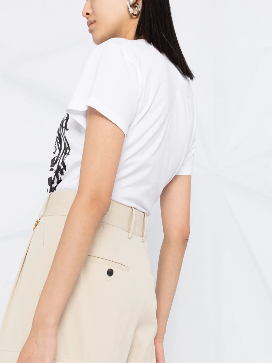 Pantaloni trei sferturi Givenchy neutri din bumbac - Img 3