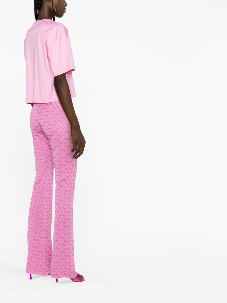 Pantaloni tricotati Versace La Greca roz - Img 3