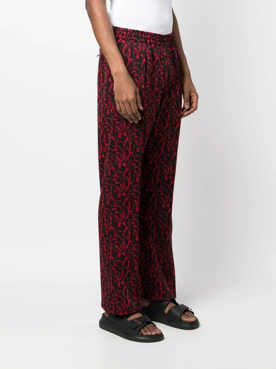 Pantaloni tur lasat BARACUTA X NEEDLES rosii din polyester - Img 3