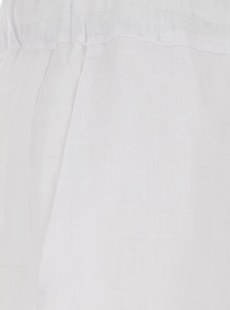 Pantaloni White Pants with Elastic Drawstring Waist in Linen for Women - Img 3