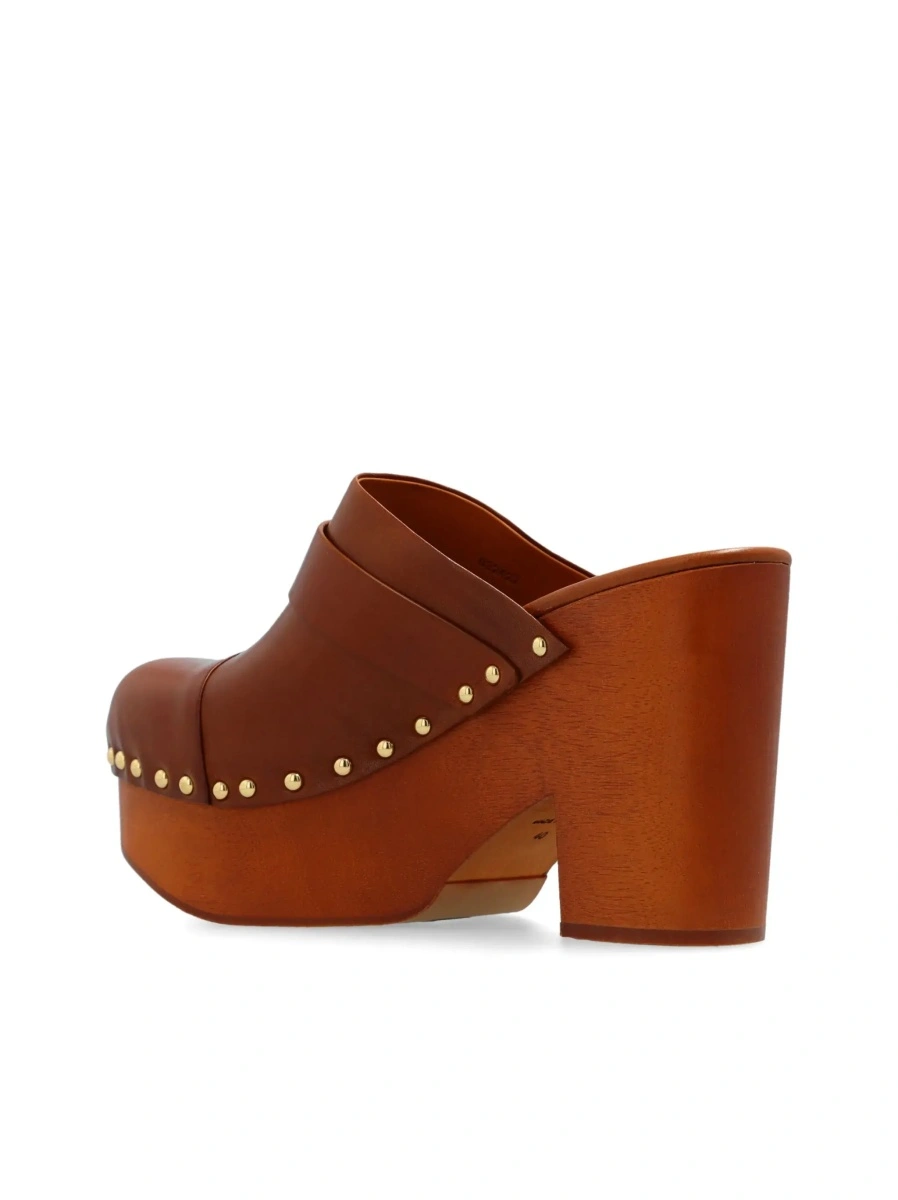Pantofi cu platforma Chloe maro din piele si lemn - Img 8