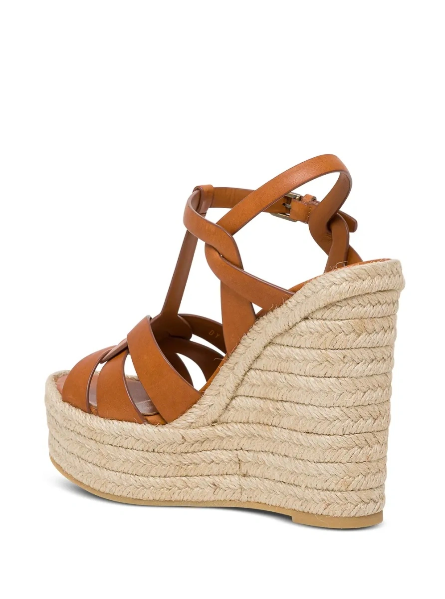 Pantofi cu platforma Saint Laurent 'Tribute' maro din piele - Img 2