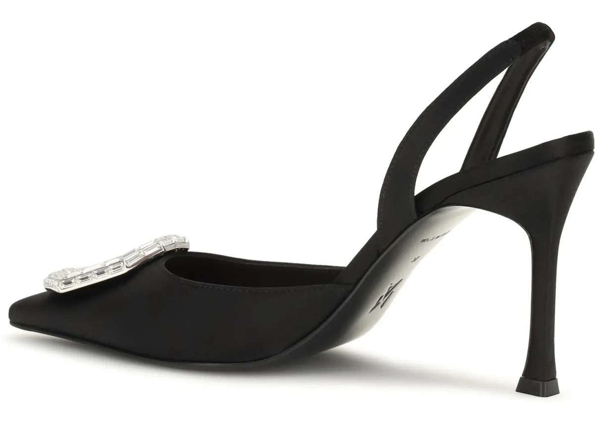 Pantofi cu toc AMINA MUADDI negri din satin - Img 3