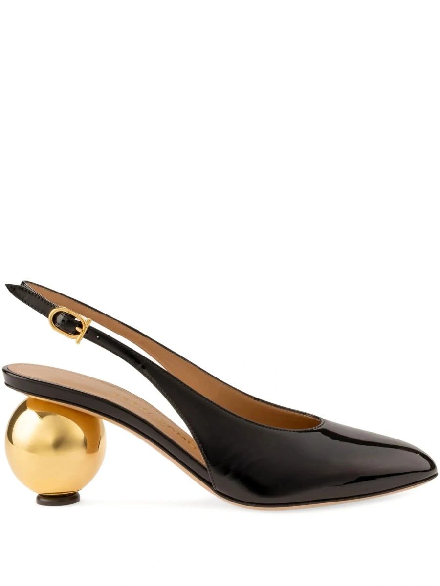 Pantofi cu toc Ferragamo negri din piele lacuita - Img 8