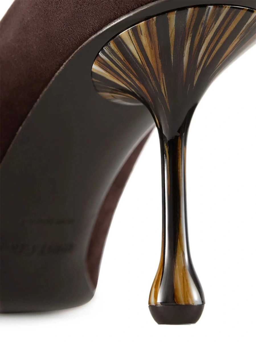 Pantofi cu toc Jimmy Choo maro din piele intoarsa 'Ixia' - Img 9