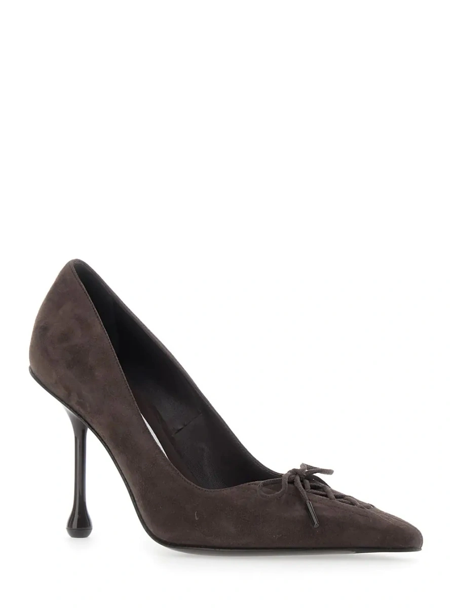 Pantofi cu toc Jimmy Choo maro din piele intoarsa 'Scarlett' - Img 2