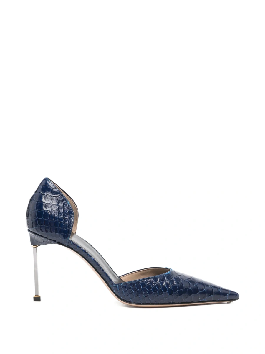 Pantofi cu toc Tom Ford albastri din piele - Img 8