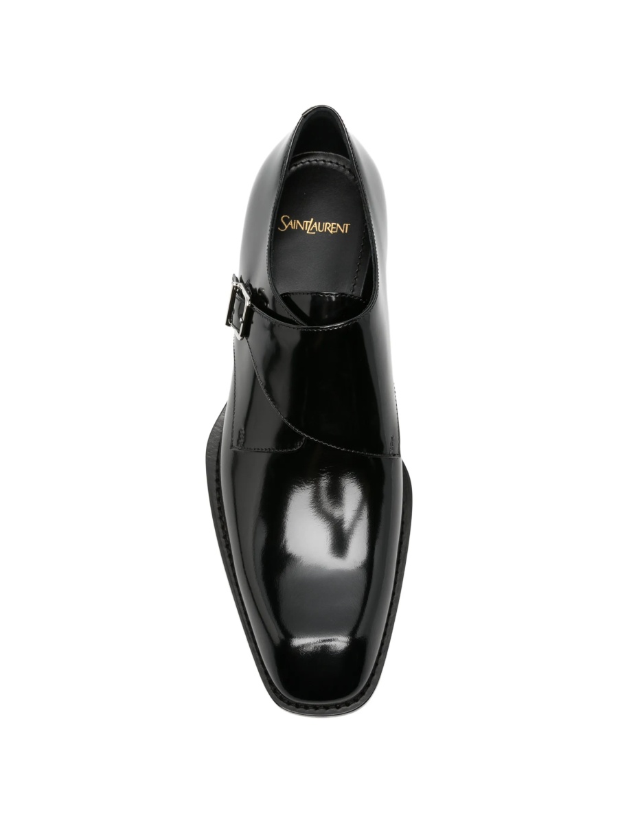 Pantofi Monkstrap Saint Laurent negri din piele - Img 4