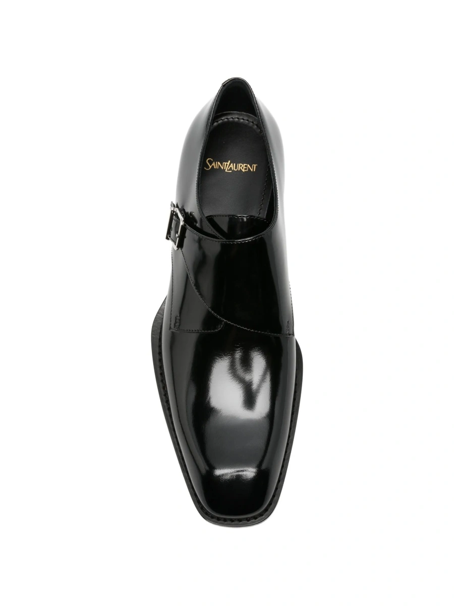Pantofi Monkstrap Saint Laurent negri din piele - Img 4