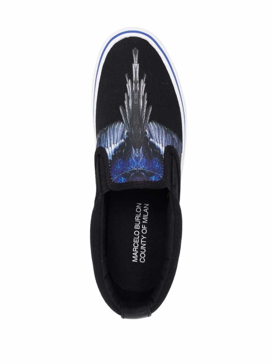 Pantofi slip-on Marcelo Burlon negri din bumbac - Img 4