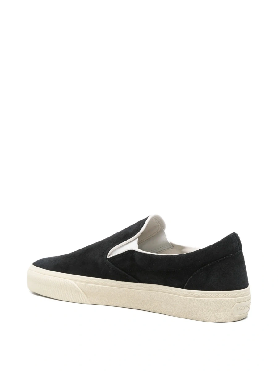 Pantofi slip-on Tom Ford negri din piele intoarsa - Img 3