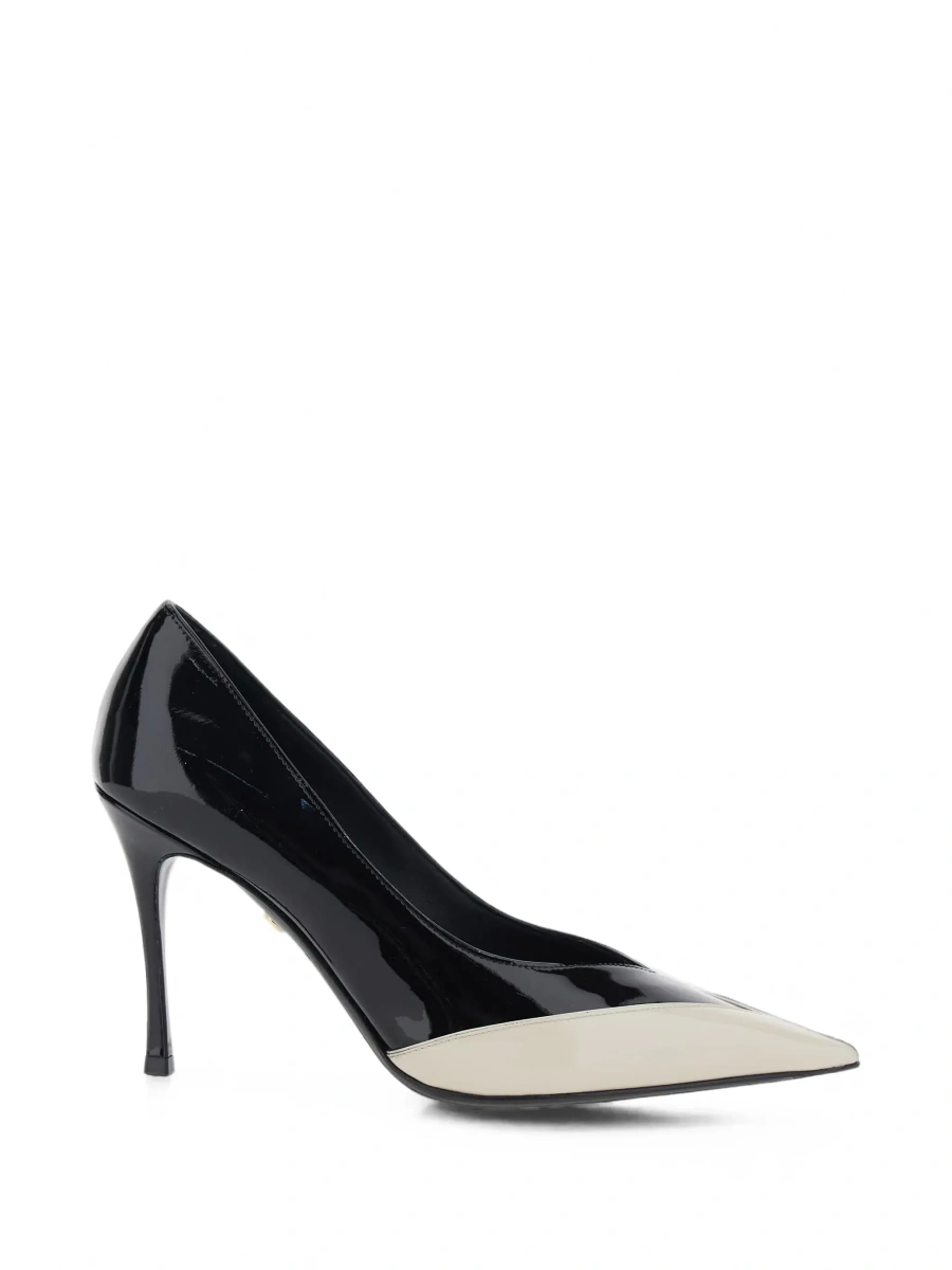 Pantofi 'Yasmin' white and black Pumps with pointed design in patent leather for women - Img 8
