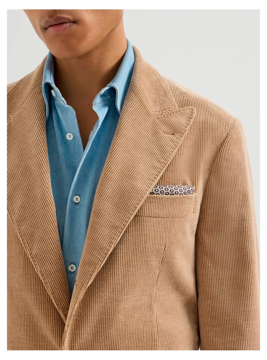 Papioane Multicolor Pocket square with Chevron motif and geometric print in silk for men - Img 3