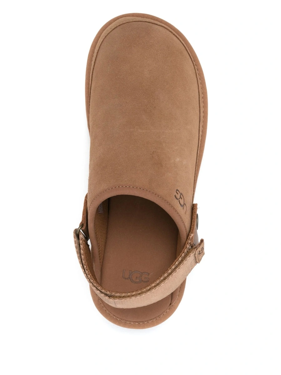 Papuci UGG maro din material textil si piele intoarsa - Img 4
