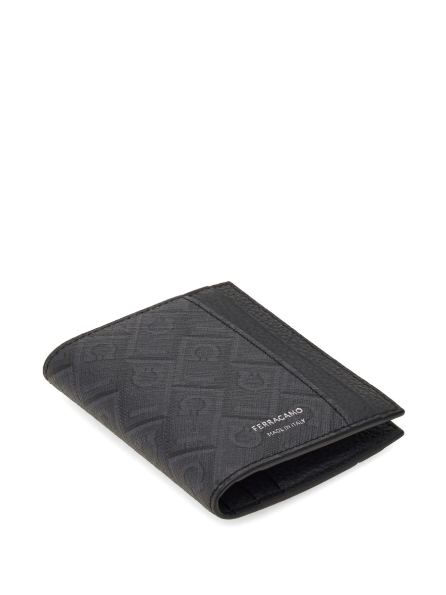 Portofel Ferragamo negru din material textil si piele - Img 3