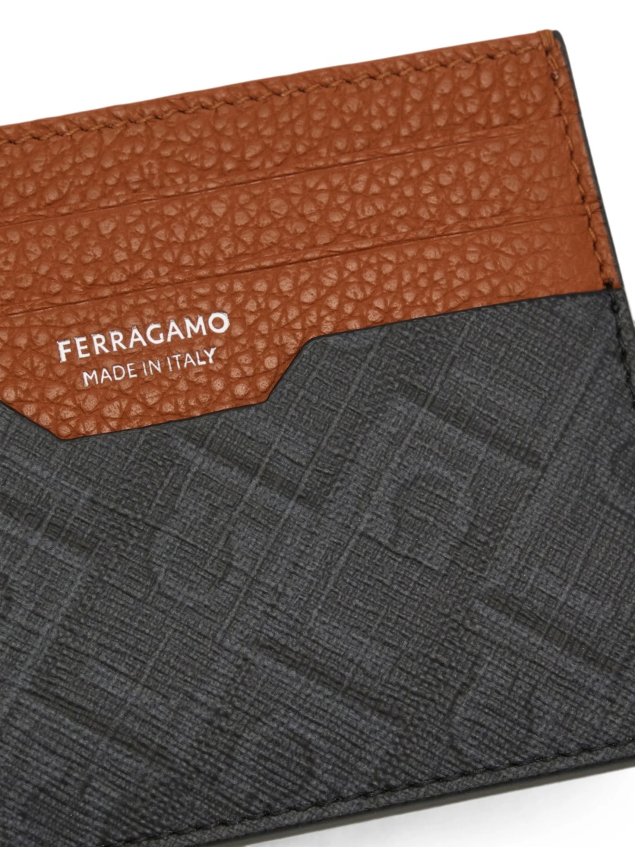 Portofel Ferragamo negru din material textil si piele - Img 3