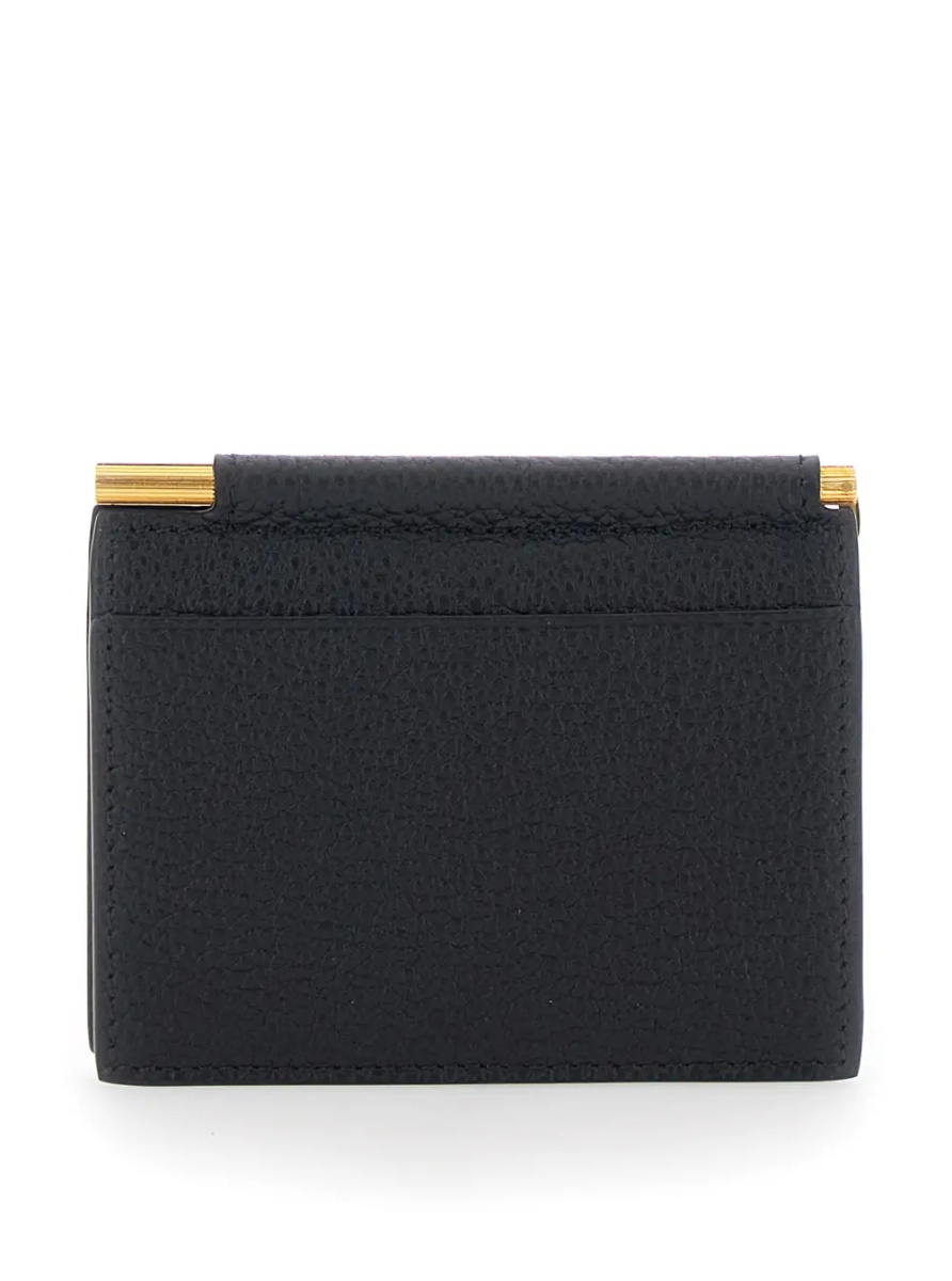 Portofele Black Bi-Fold Wallet with Money Clip and Logo Lettering on the Front in Leather for Men - Img 2