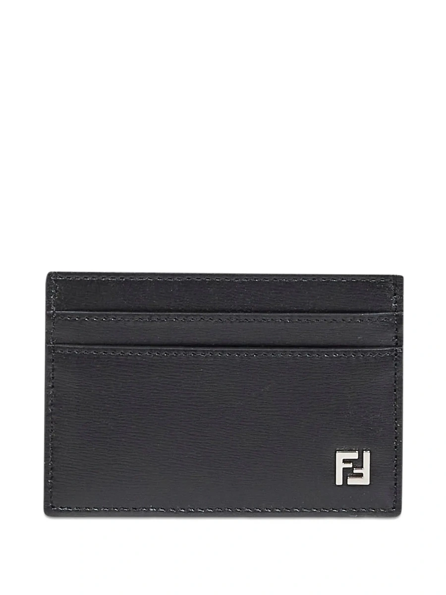 Portofele Black Card Holder with FF Logo Plate on the Front in Leather for Men - Img 4