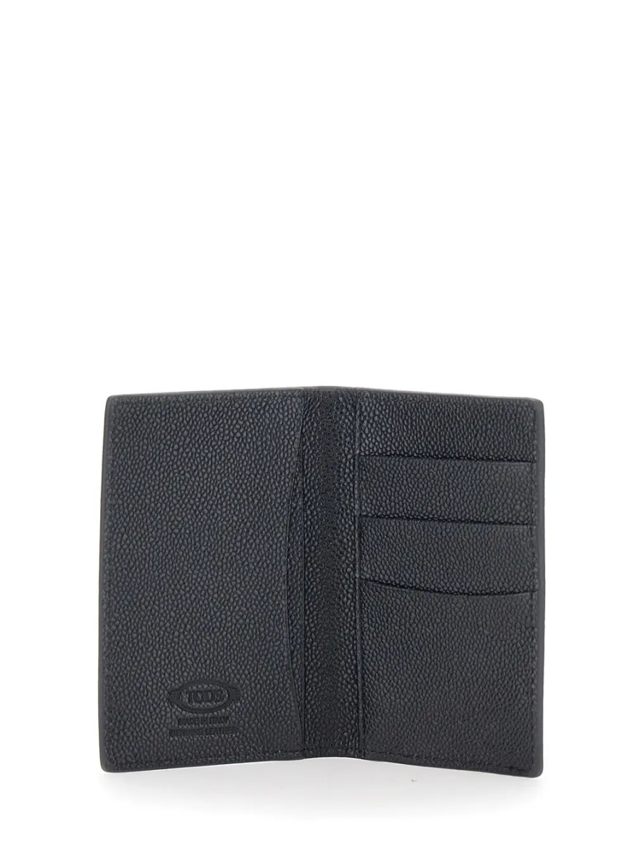 Portofele Black Cardholder with metallic logo lettering in grained leather man - Img 3