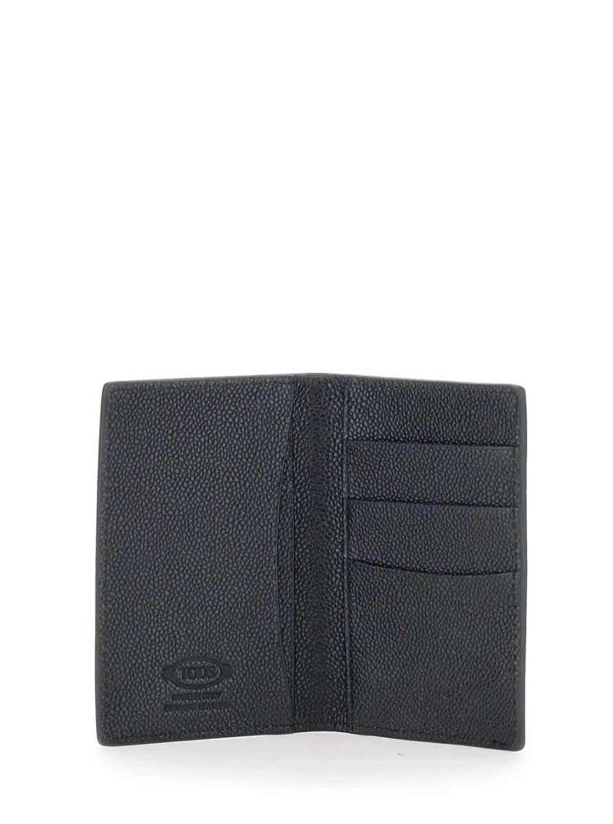 Portofele Black Cardholder with metallic logo lettering in grained leather man - Img 3