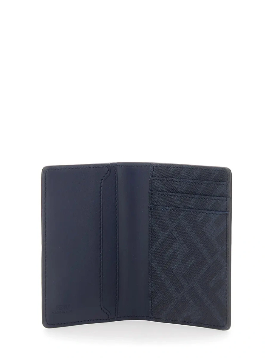 Portofele Blue Leather Card Holder with FF Logo Plate on the Front for Men - Img 3