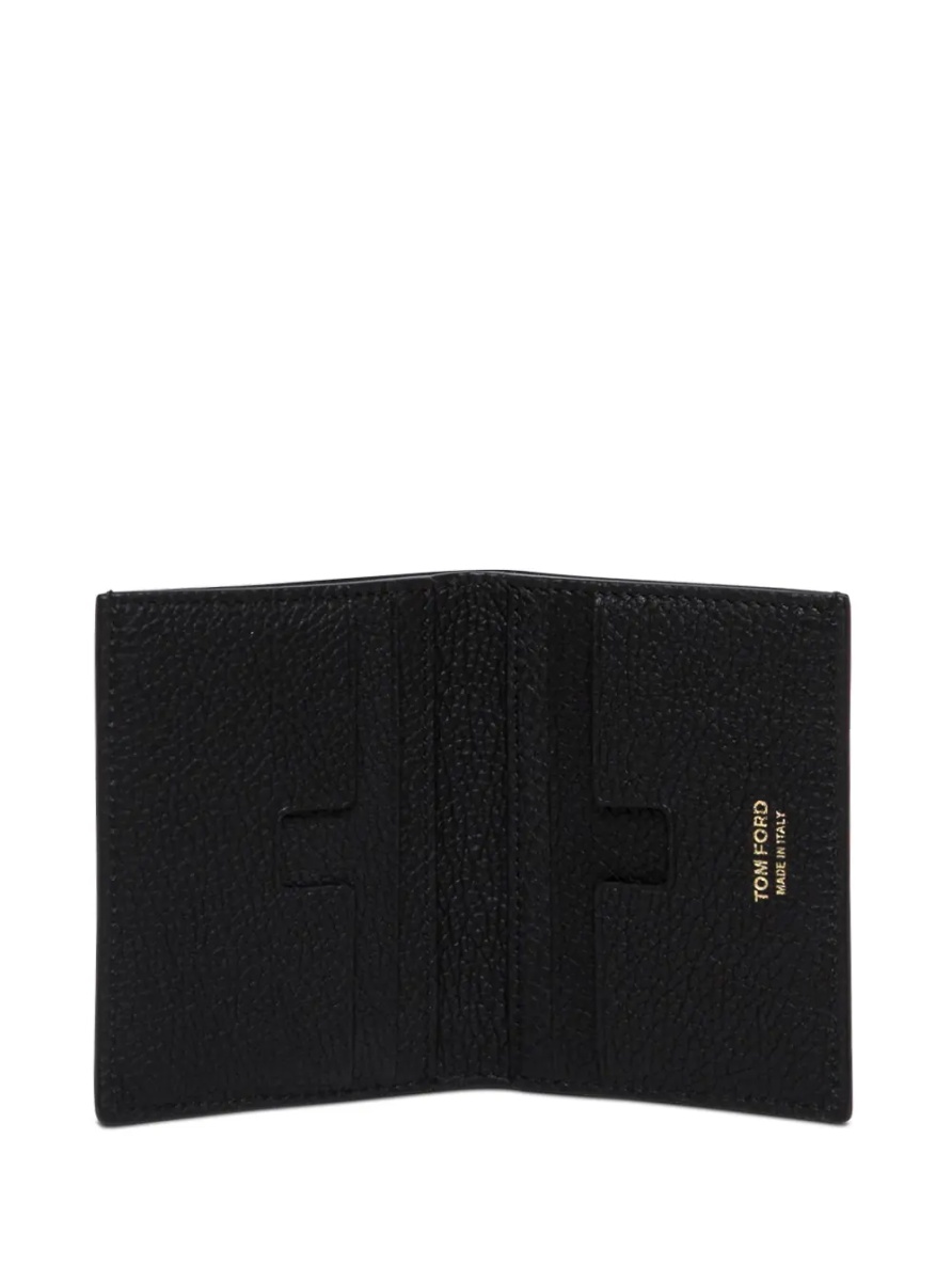 Portofele Card holder with logo lettering embossed on the front in grained black leather for men - Img 2