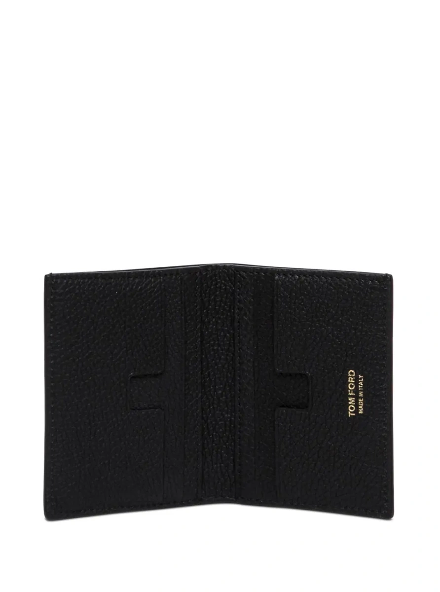 Portofele Card holder with logo lettering embossed on the front in grained black leather for men - Img 2