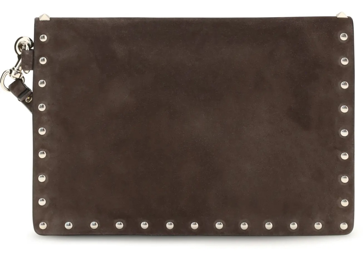 Portofele Medium Rockstud Clutch in suede - Img 2