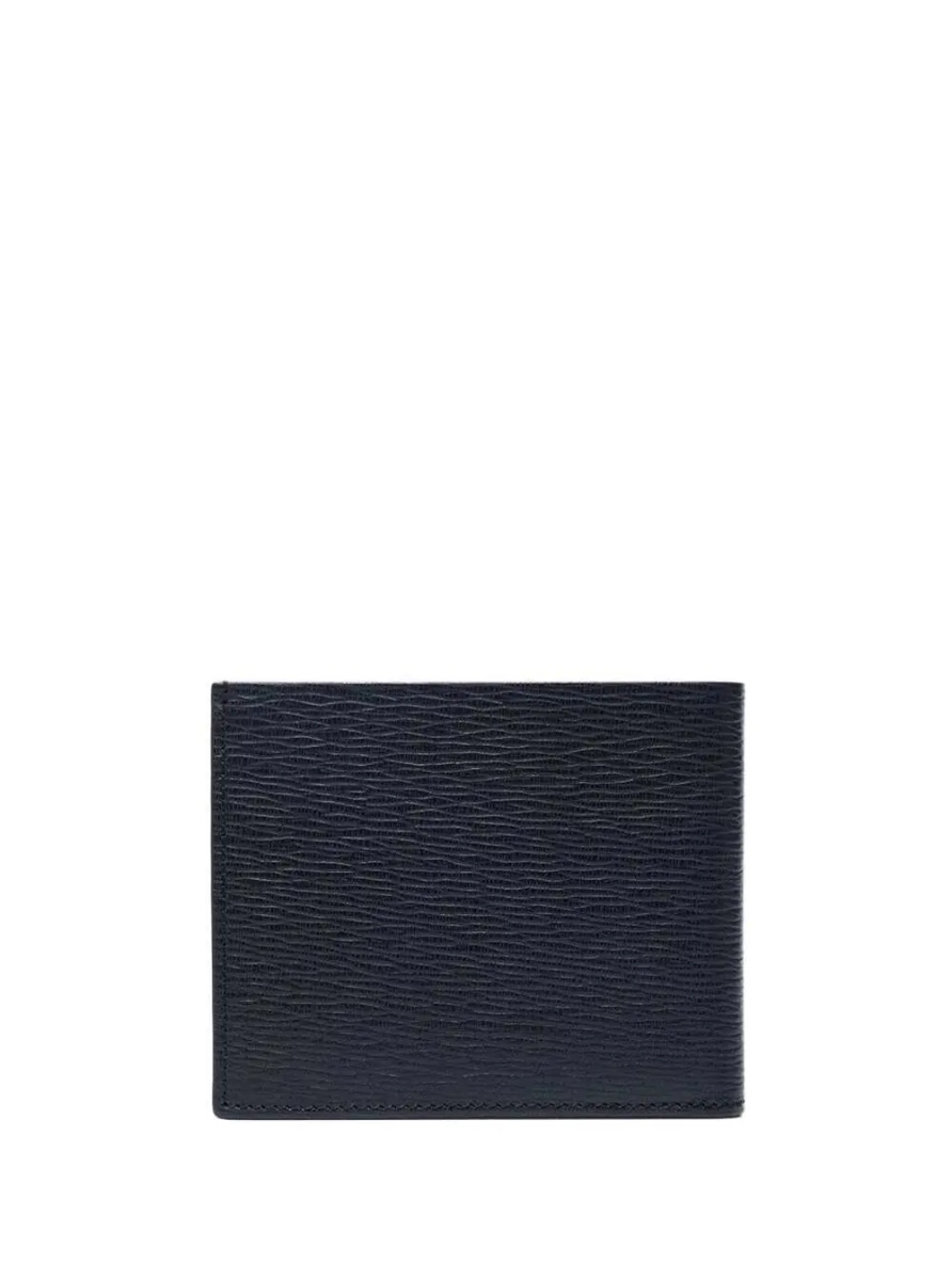 Portofele Wallet with Metallic Front Logo in Blue Leather for Men - Img 2