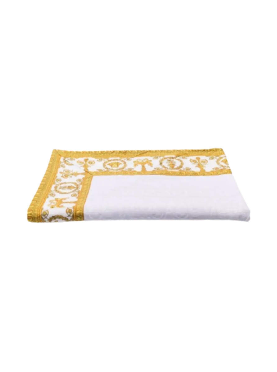 Prosoape Towel with Baroque Print Profiles in White Cotton Unisex - Img 4