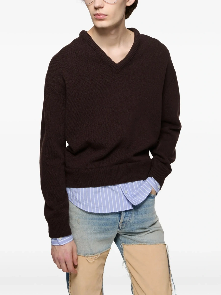 Pulover Acne Studios maro din lana si bumbac - Img 7