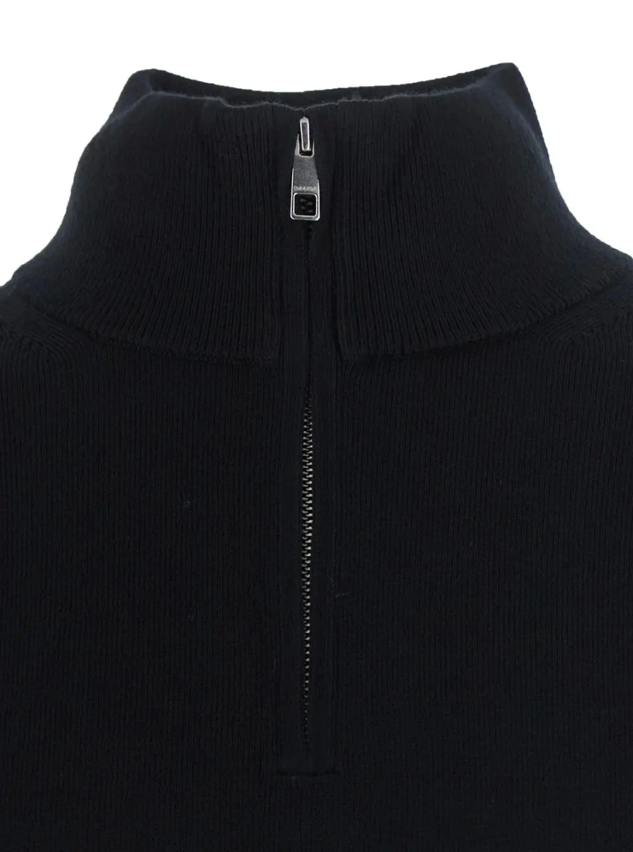 Pulover Black Sweater with half zip closure and high collar in wool for men - Img 3