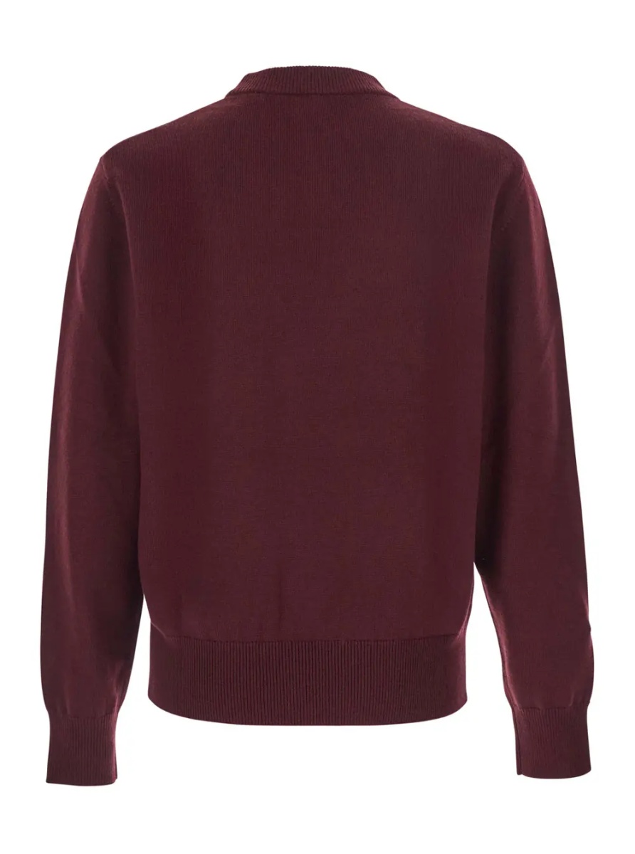 Pulover Bordeaux Crew Neck Sweater with Dropped Shoulder in Wool Blend Man - Img 2