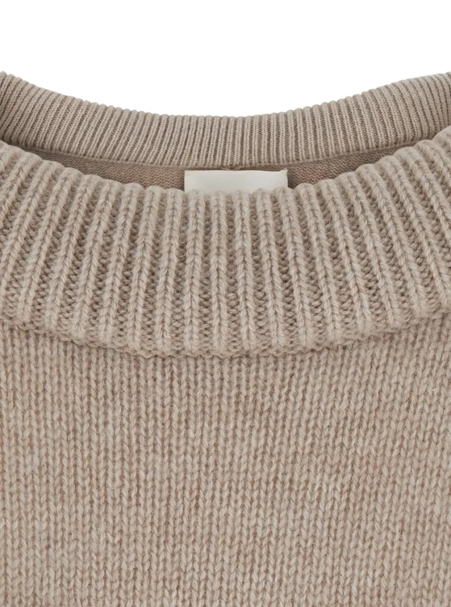 Pulover 'Doria' Beige Sweater with wide neckline and Off-shoulder design in cashmere for women - Img 3