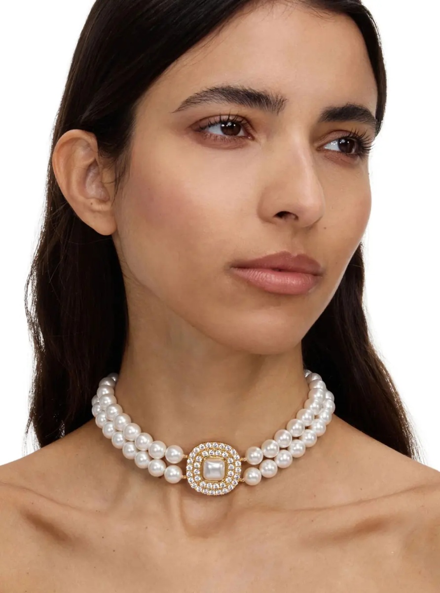 Pulover Gold-colored Choker Necklace with Pearls and Lobster Clasp in Metal for Women - Img 3