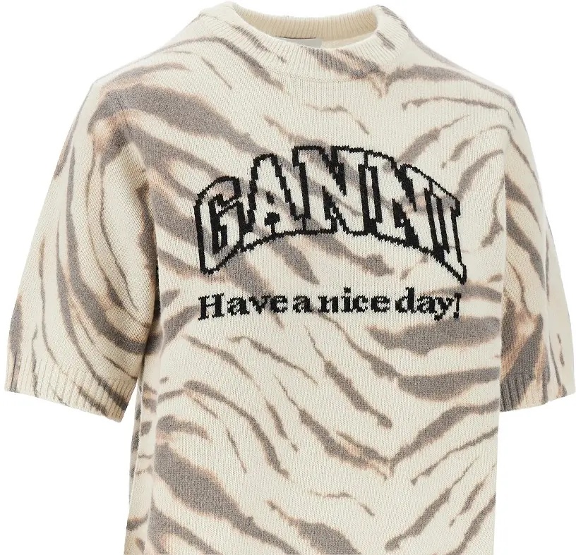 Pulover Knitted top with zebra-striped motif - Img 2