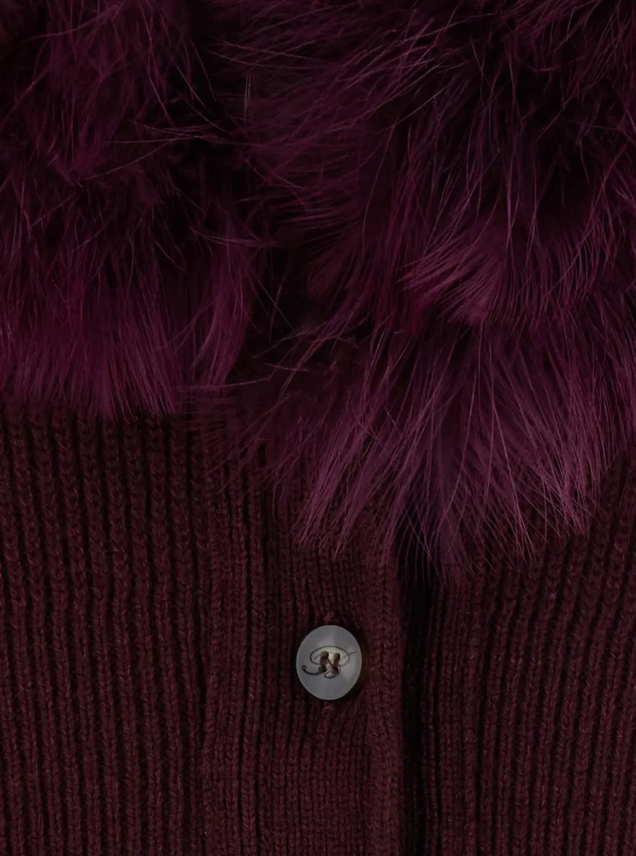 Pulover Knitwear with round neck and long sleeves in virgin wool bordeaux woman - Img 3