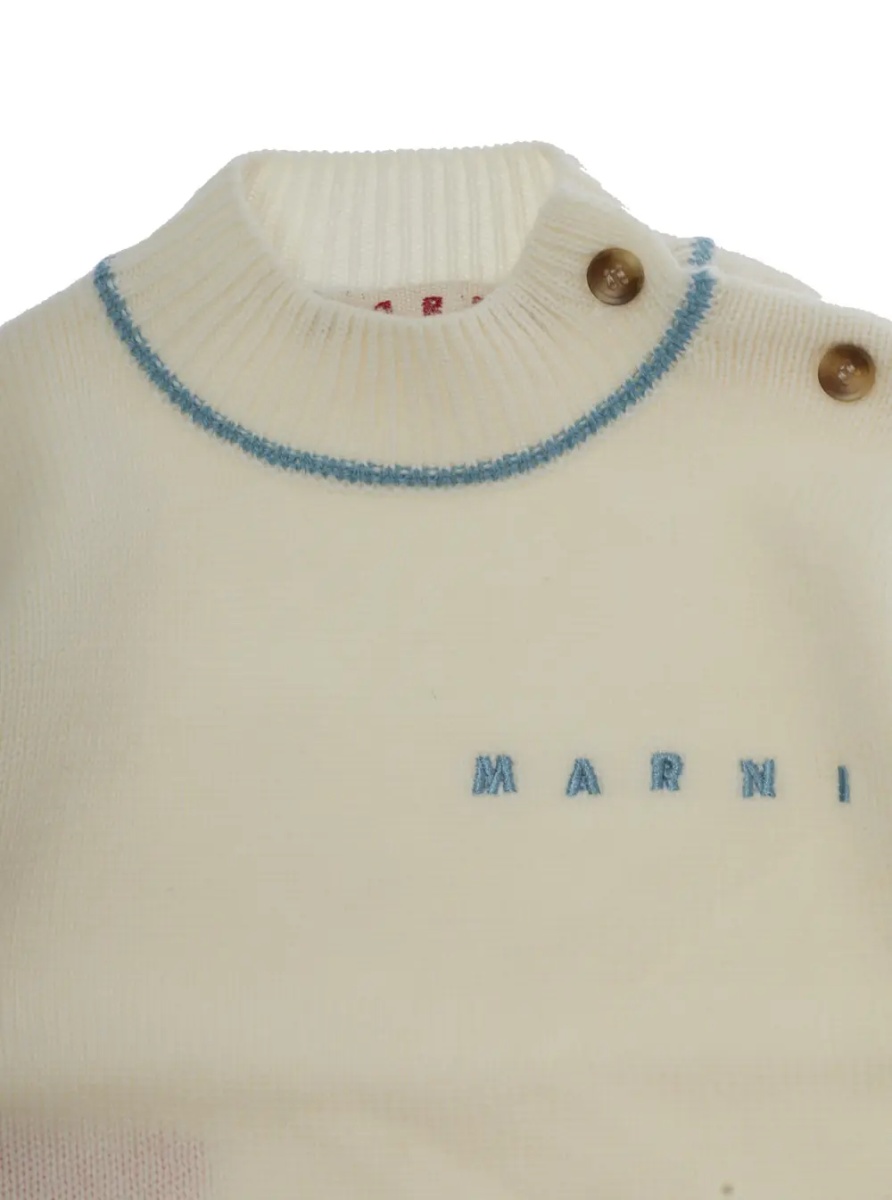 Pulover M01875M00X8MK199B0M116 Sweater with V-neck and long sleeves in Wool and Cashmere white for Boy - Img 3
