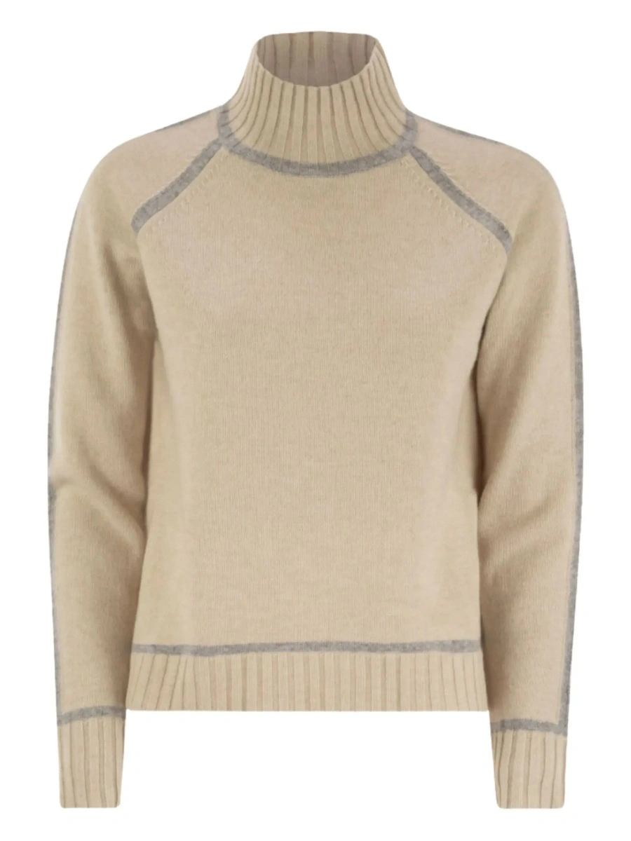 Pulover MaxMara Studio bej din lana si casmir - Img 5