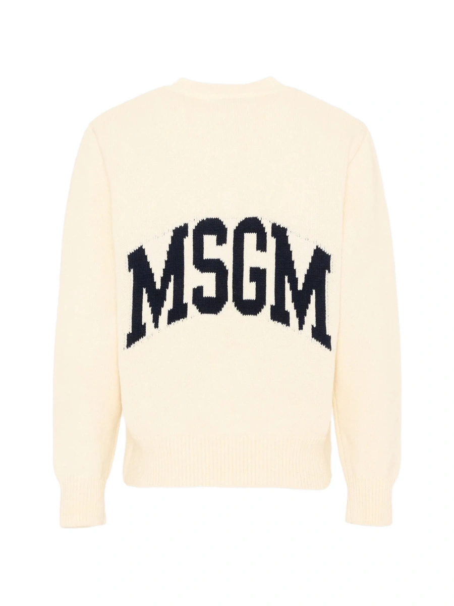 Pulover MSGM neutru din bumbac si lana - Img 2