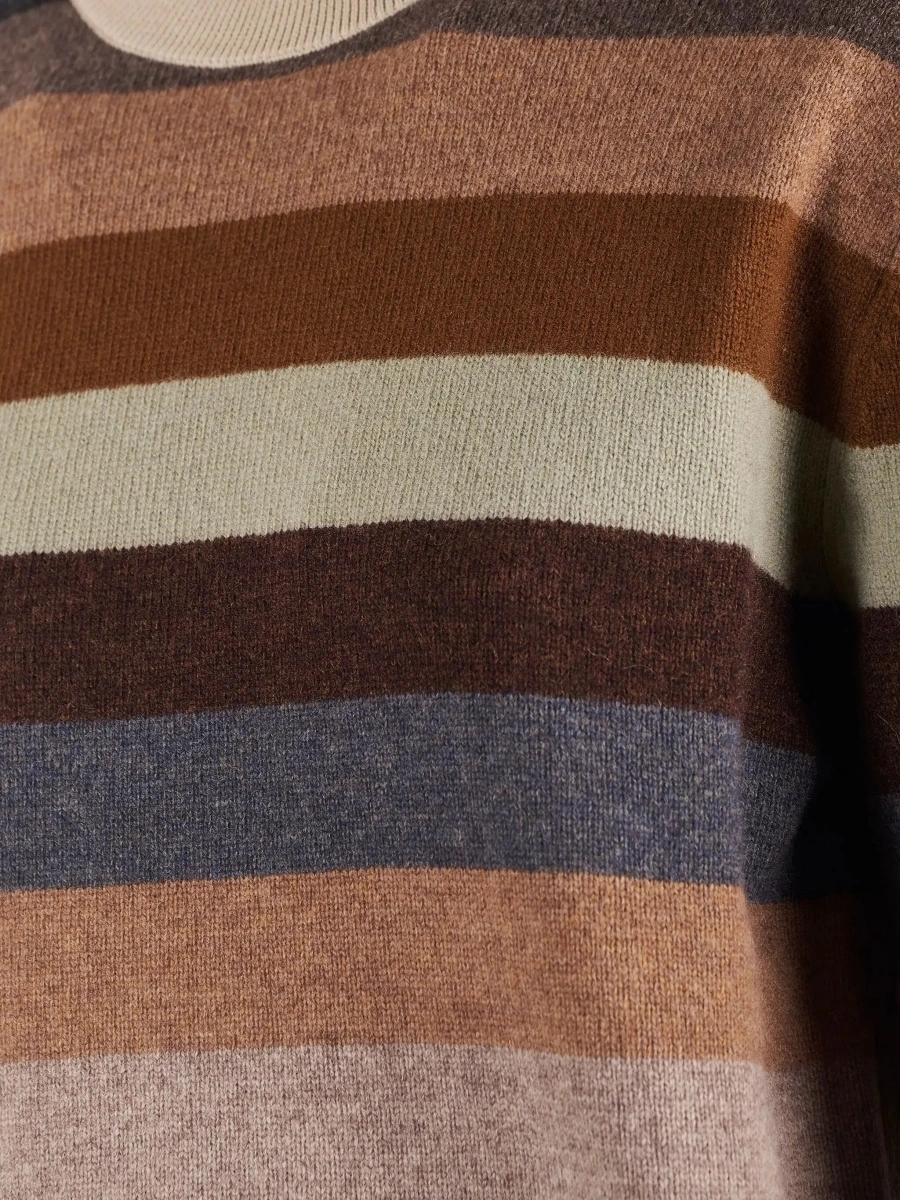 Pulover Multicolor Sweater with Striped Design and Back Logo Patch in Wool Woman - Img 4