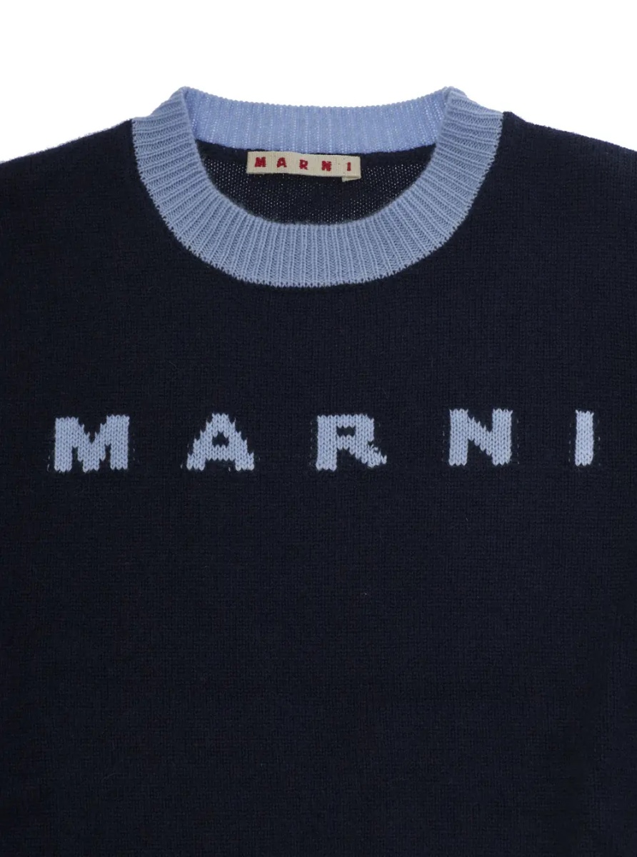Pulover Sweater M01214M00MLMK33U0M862 with V-neck and long sleeves in wool and cashmere blue for boy - Img 3